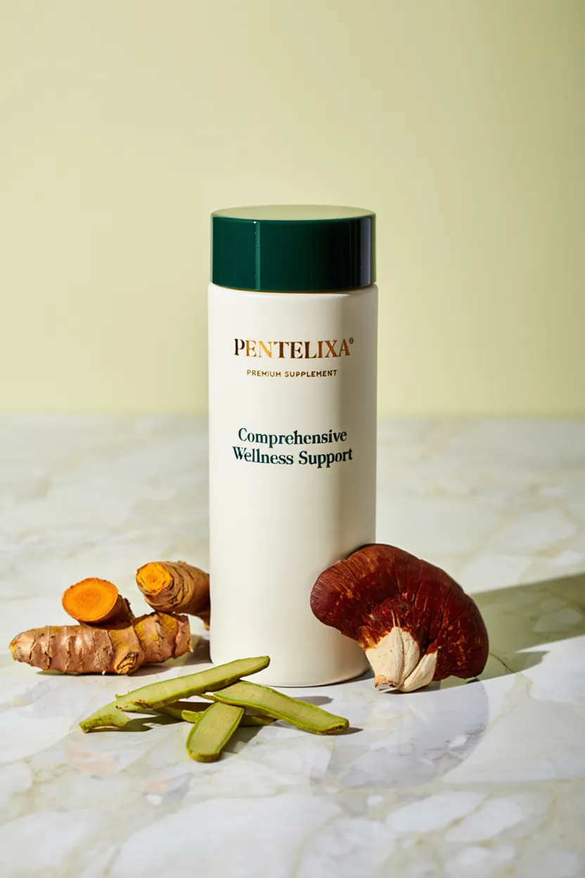 Pentelixa premium supplement bottle with natural ingredients for comprehensive wellness support